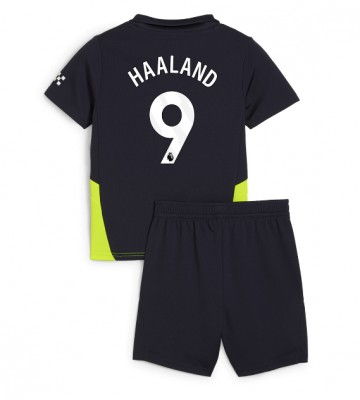 Manchester City Erling Haaland #9 Segunda Equipación Niños 2024-25 Manga Corta (+ Pantalones cortos)